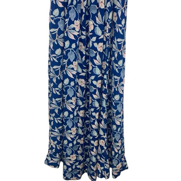 Faherty sunseeker blue ginger midi floral boho coastal cowgirl dress pockets XS - Picture 9 of 13